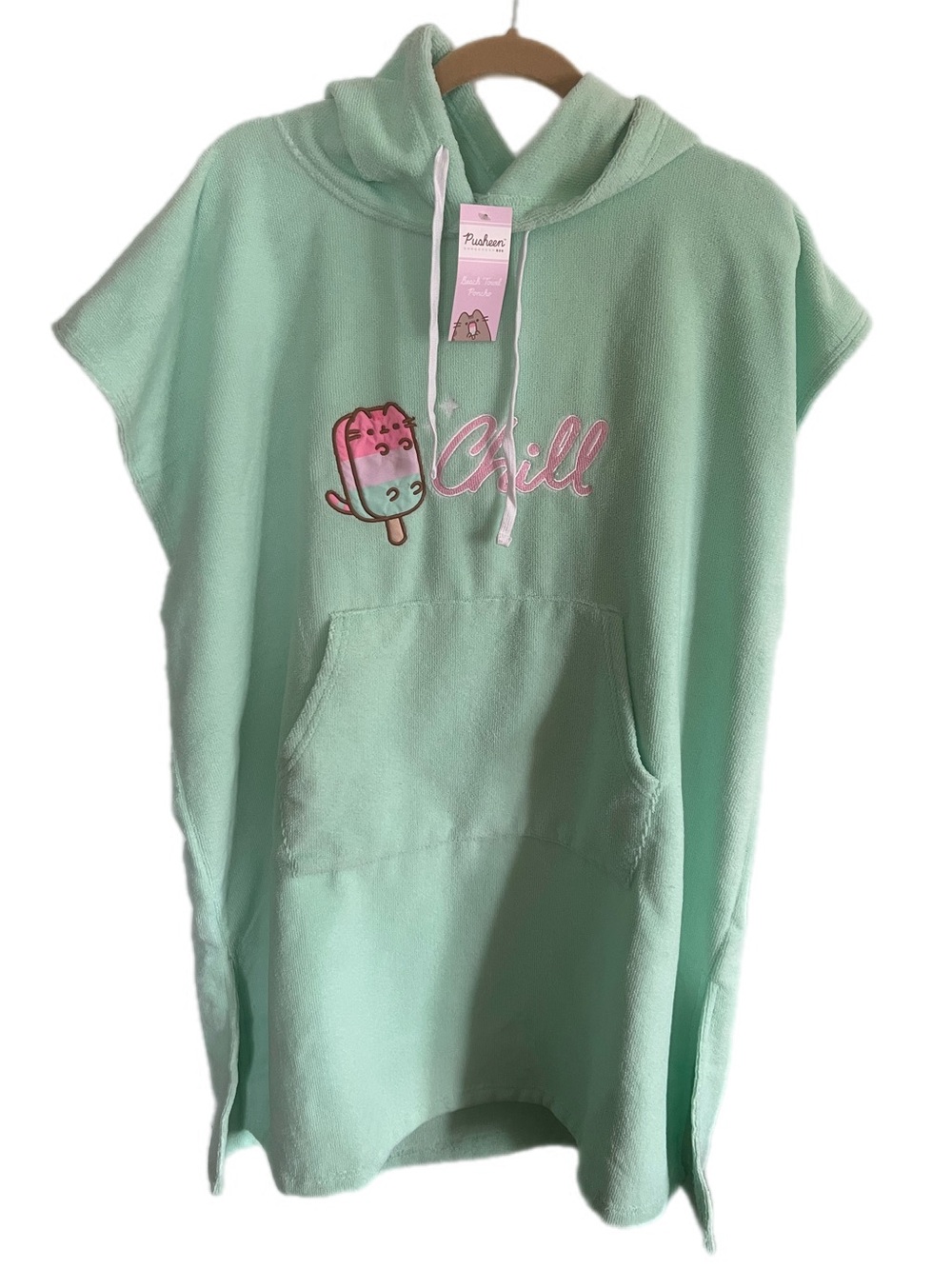 Pusheen Mint Green 'Chill' Hooded Poncho Swim Cover Up 2023 Pusheen Box Item NWT